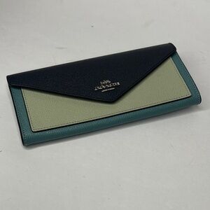 Coach Leather Colorblock Pebbled Leather Envelope Wallet